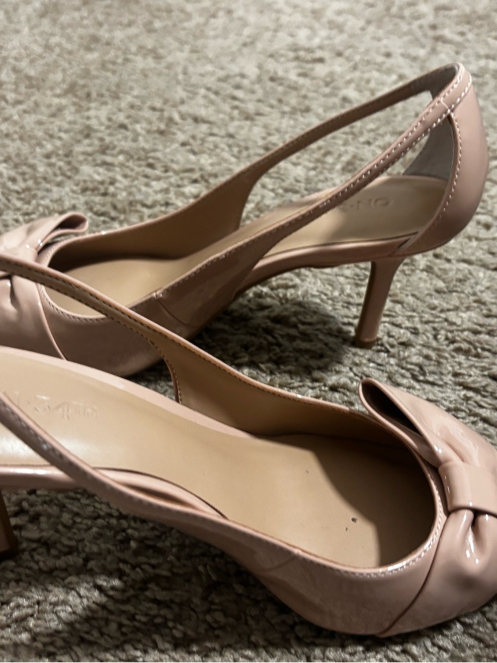 Patent Slingback Kitten Heels in Blush Taupe